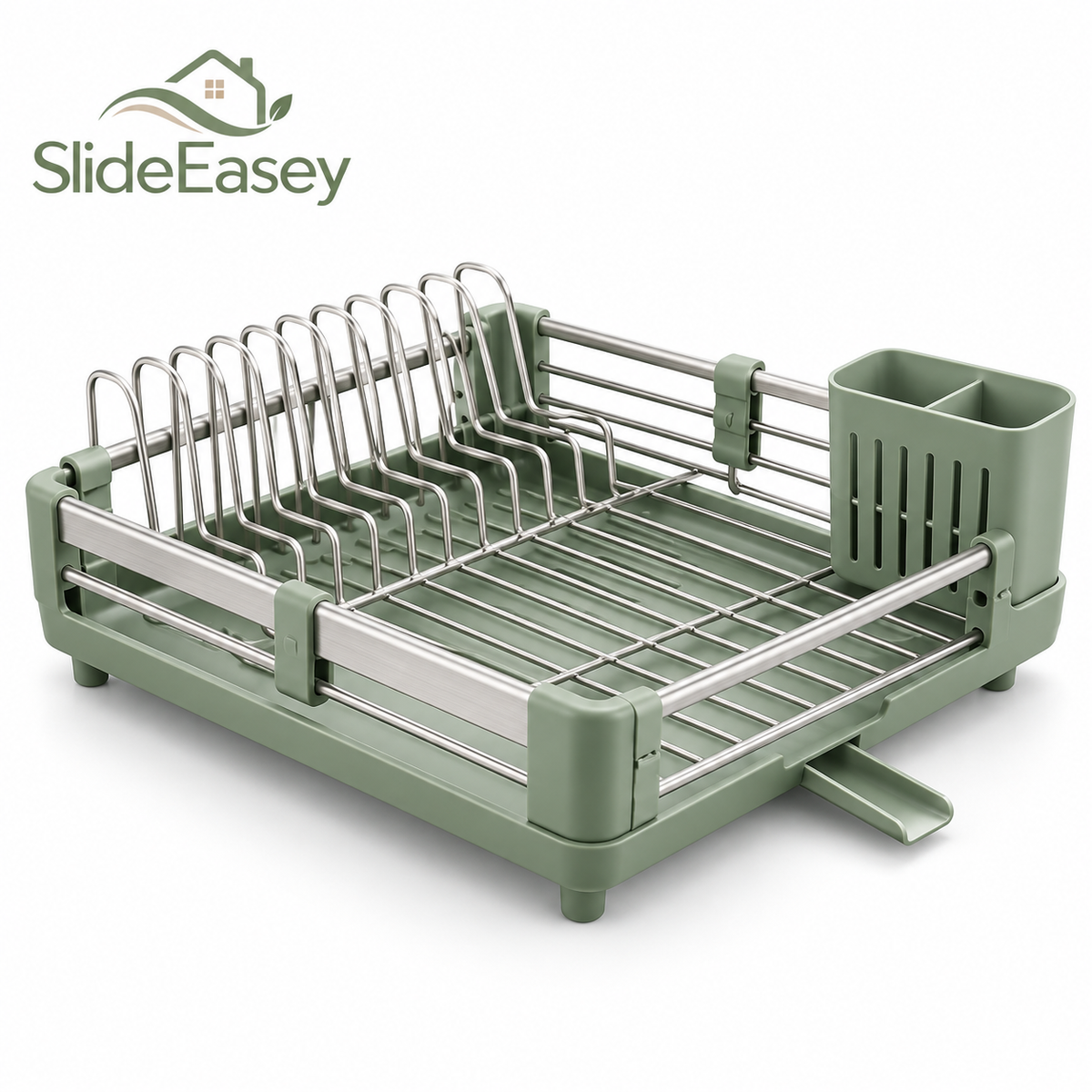 SlideEasey Expandable Dish Drying Rack on white background