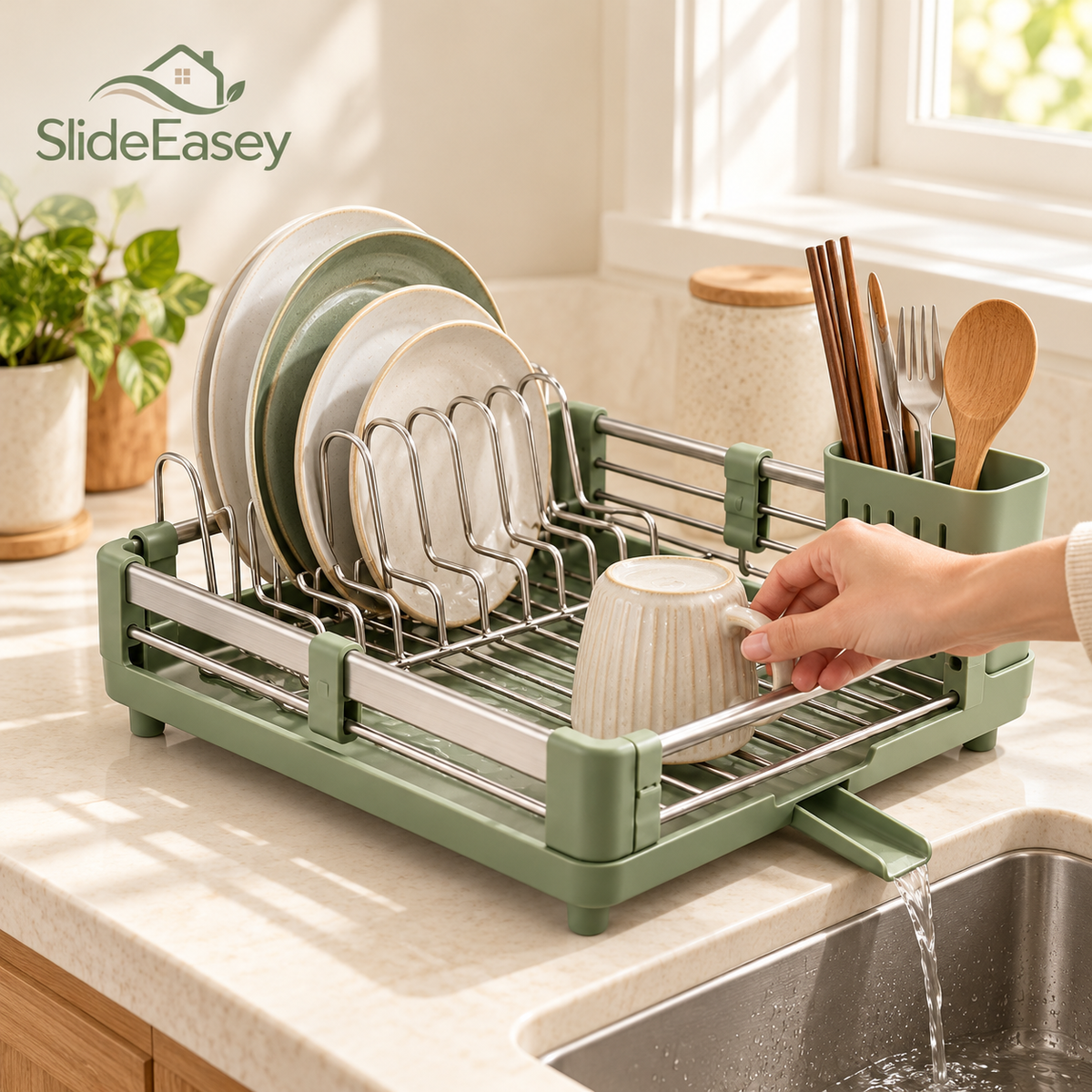 SlideEasey Expandable Dish Drying Rack — product view 3