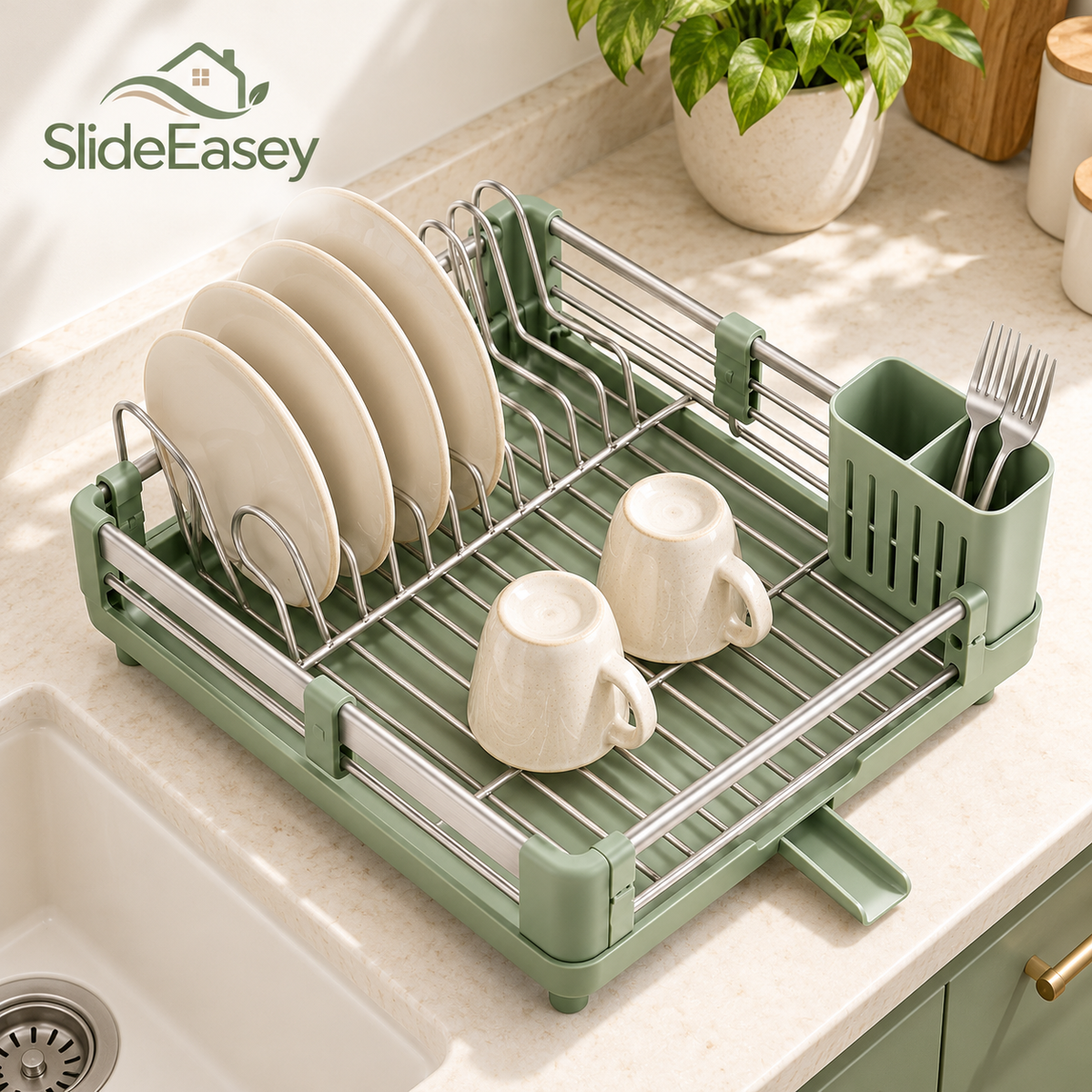 SlideEasey Expandable Dish Drying Rack — product view 4