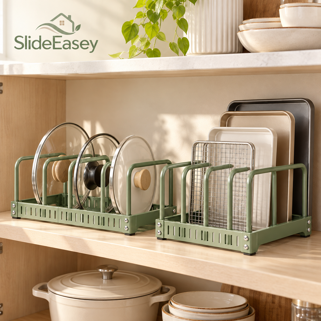 SlideEasey Adjustable Pot Lid & Bakeware Organizer — Set of 2 — product view 1