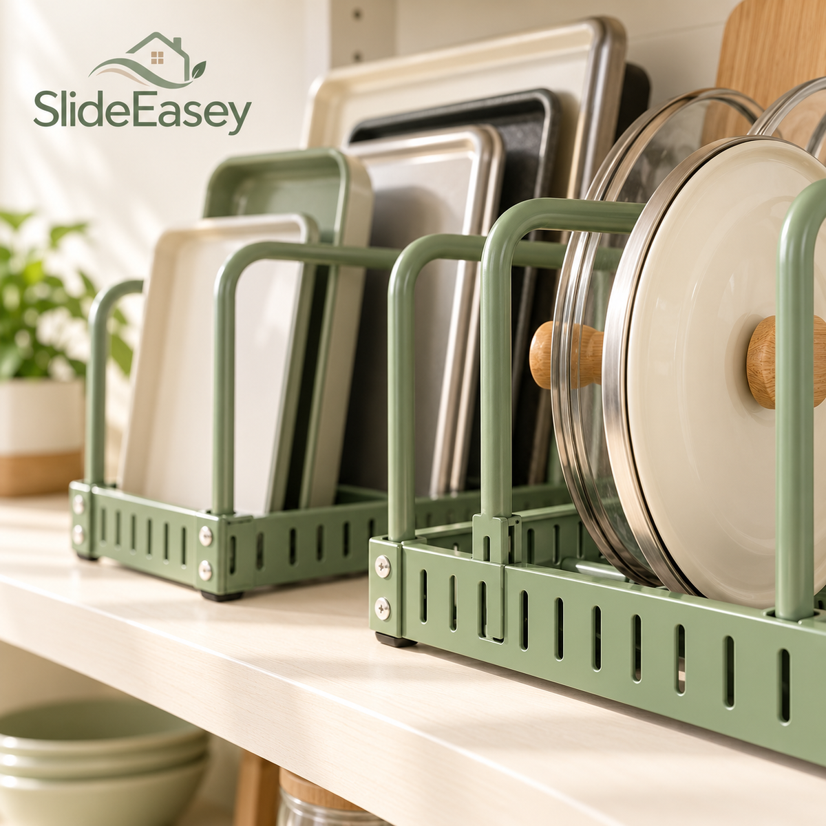 SlideEasey Adjustable Pot Lid & Bakeware Organizer — Set of 2 — product view 4