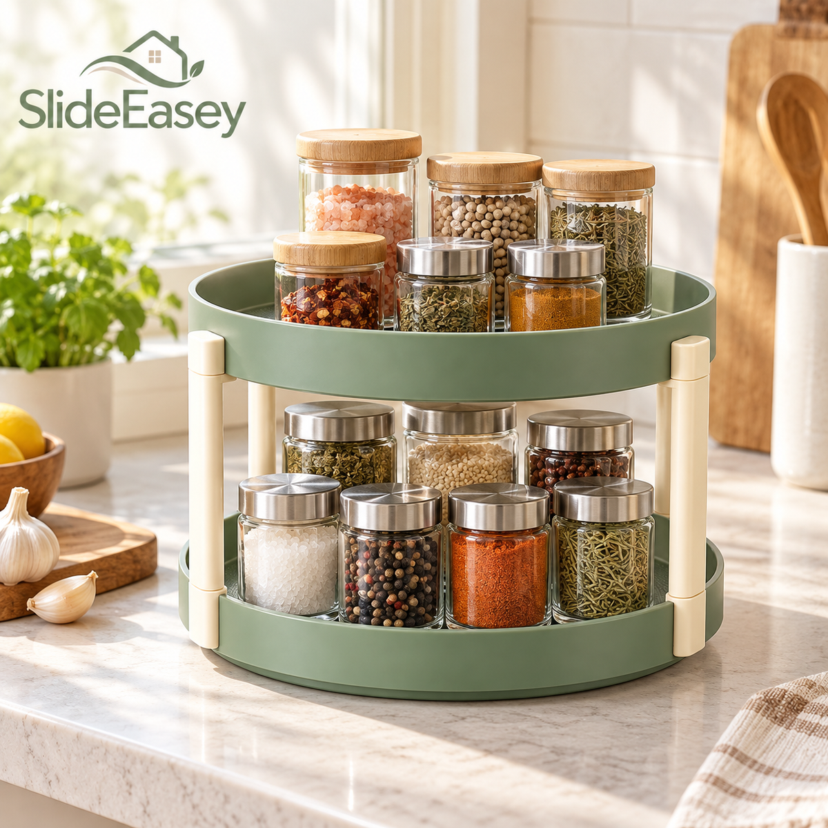 SlideEasey Two-Tier Rotating Spice & Pantry Organizer — product view 1