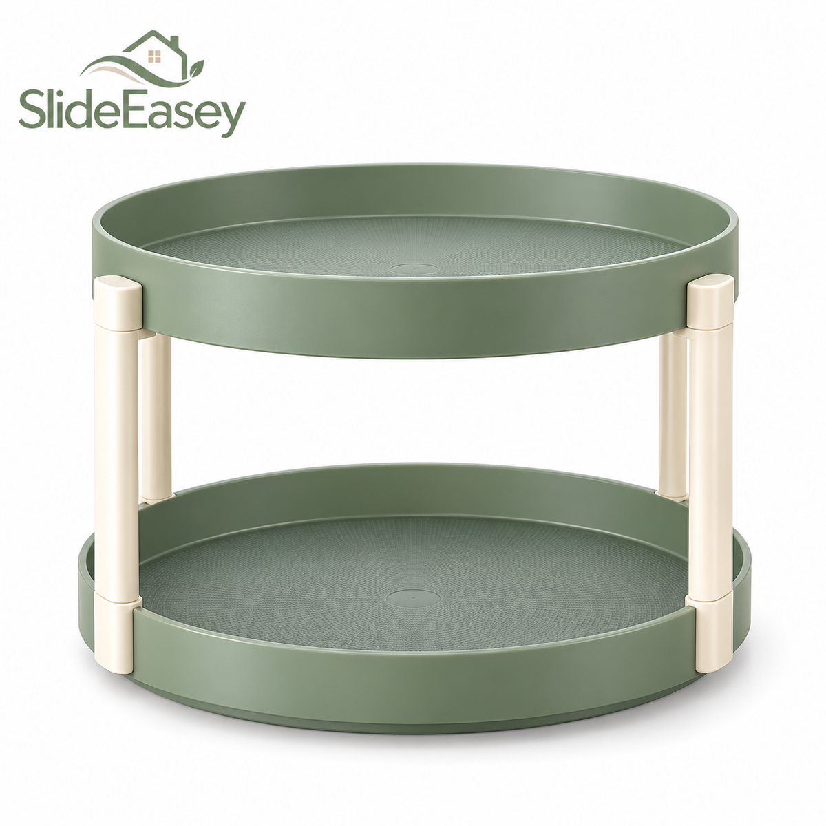SlideEasey Two-Tier Rotating Spice & Pantry Organizer on white background
