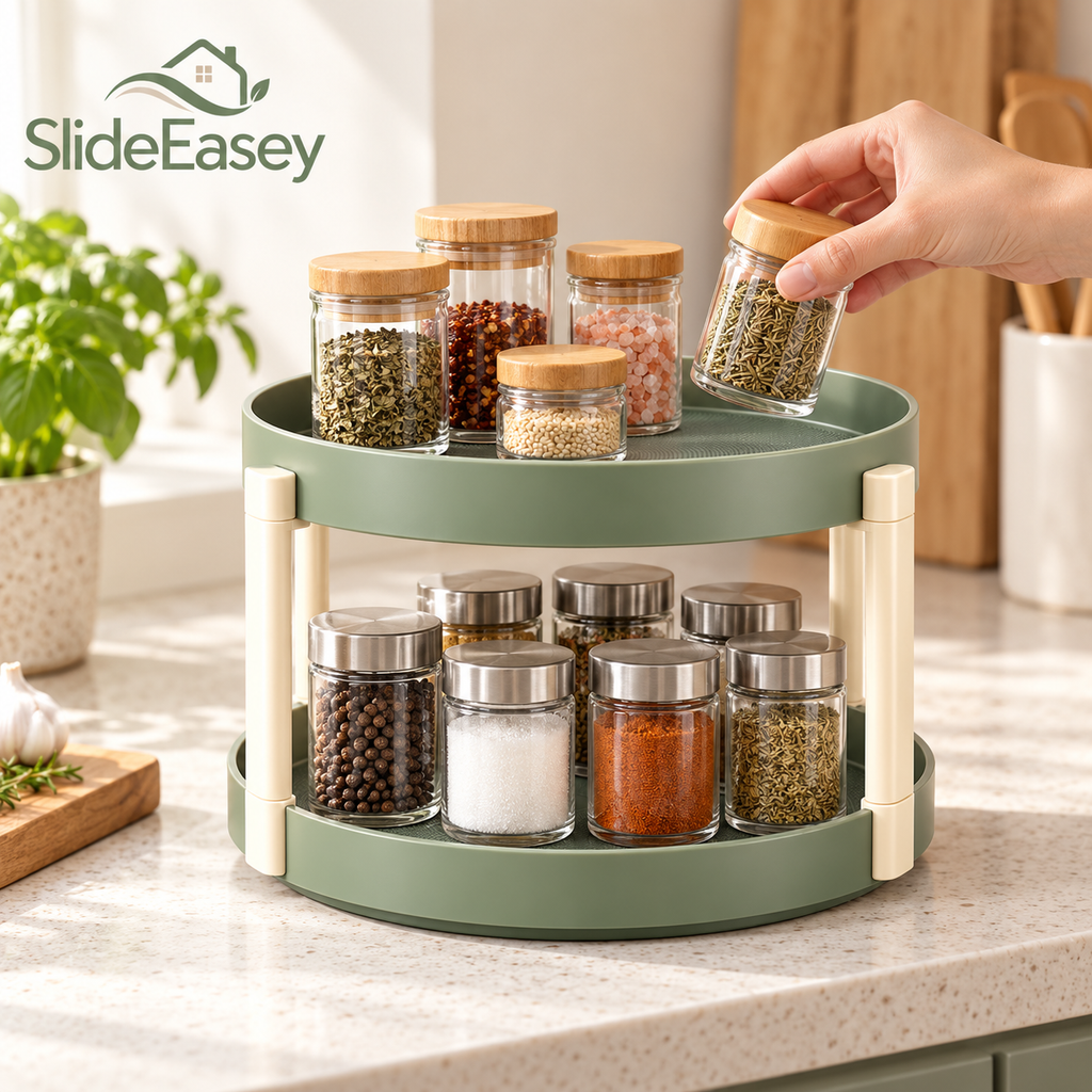 SlideEasey Two-Tier Rotating Spice & Pantry Organizer — product view 3