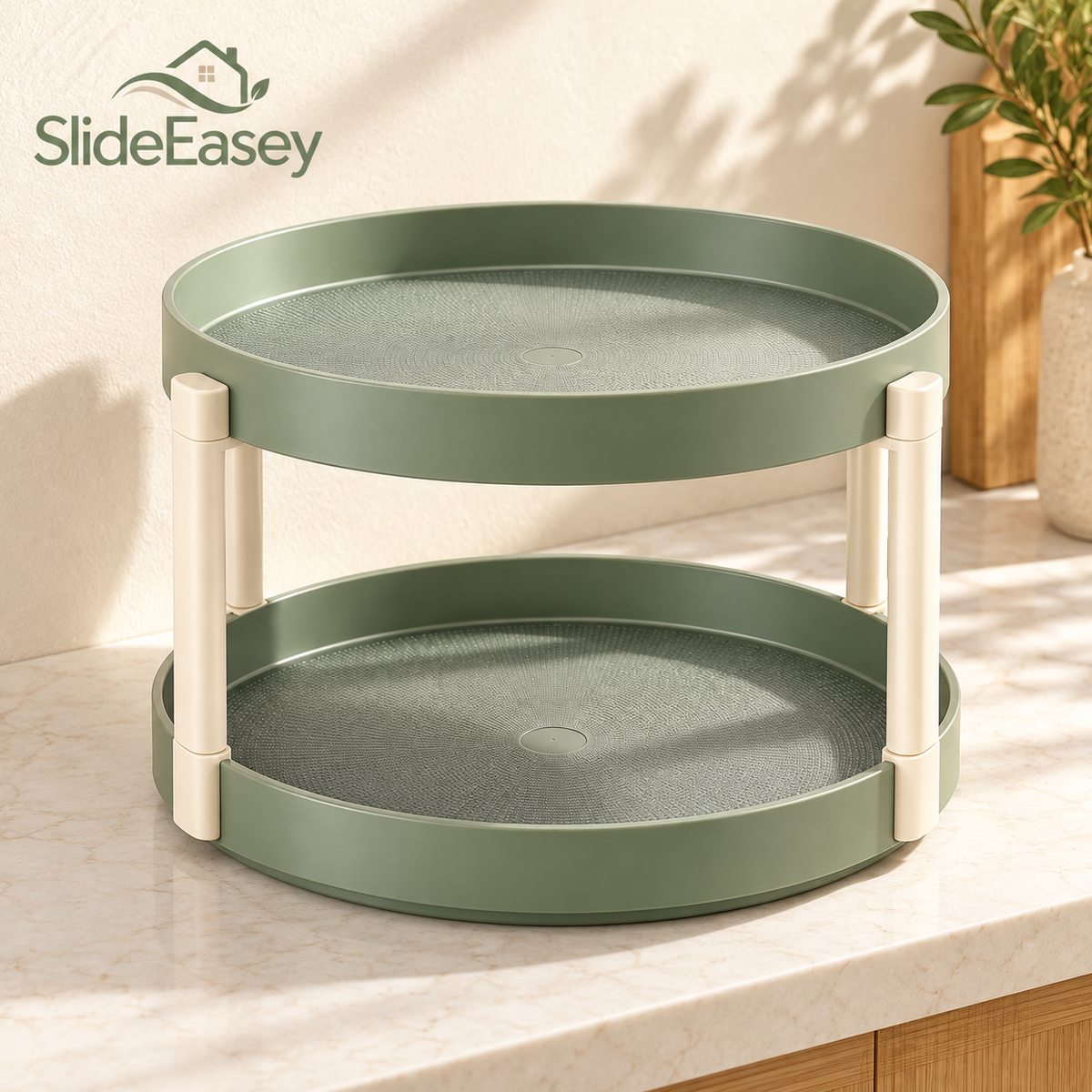SlideEasey Two-Tier Rotating Spice & Pantry Organizer — complete product