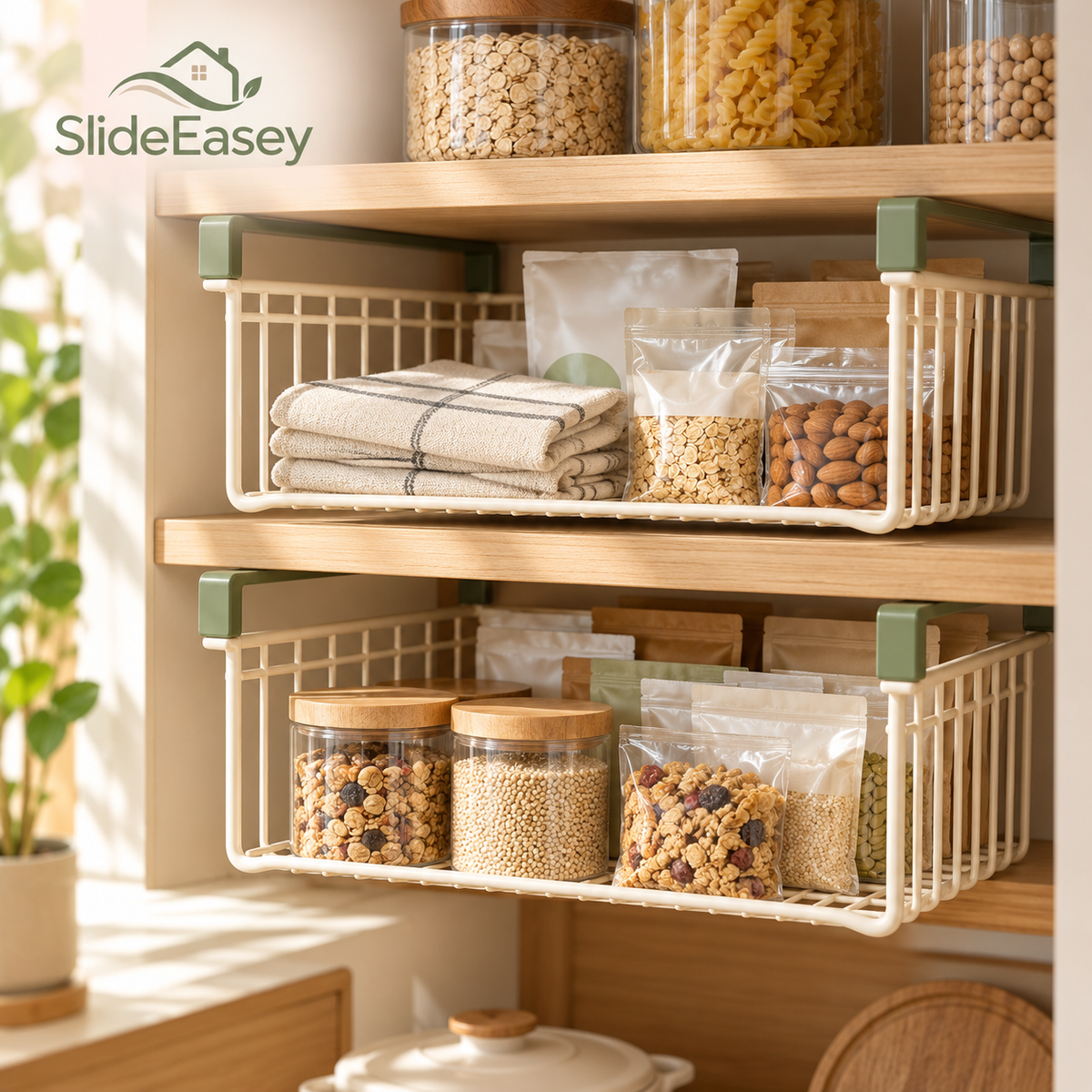 SlideEasey Slide-On Under-Shelf Storage Baskets — Set of 2 — product view 1