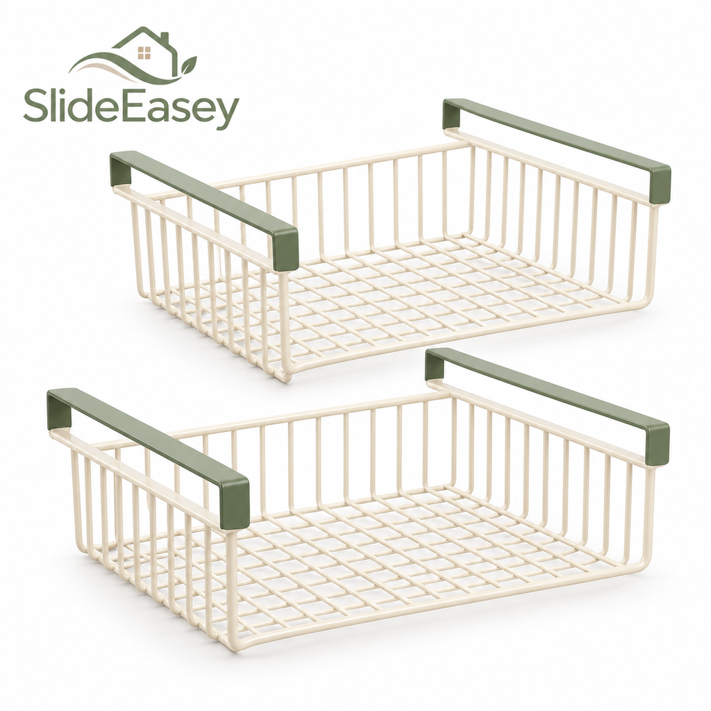 SlideEasey Slide-On Under-Shelf Storage Baskets — Set of 2 on white background