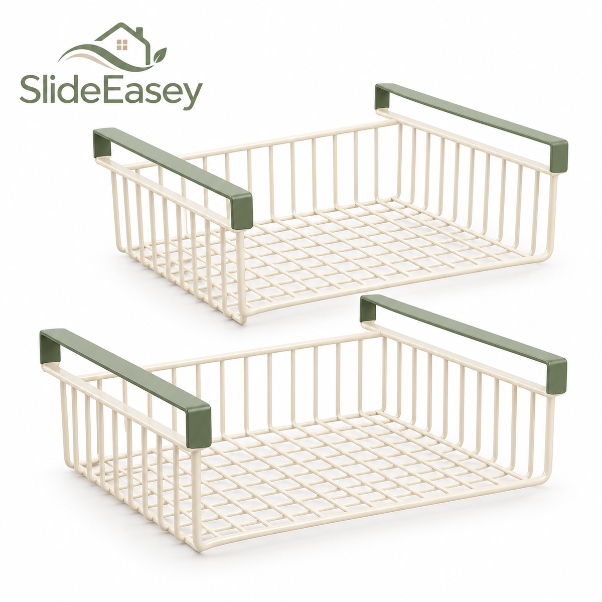 SlideEasey Slide-On Under-Shelf Storage Baskets — Set of 2 on white background