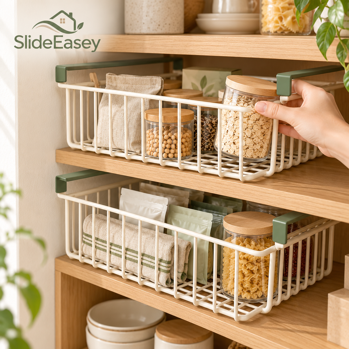 SlideEasey Slide-On Under-Shelf Storage Baskets — Set of 2 — product view 3