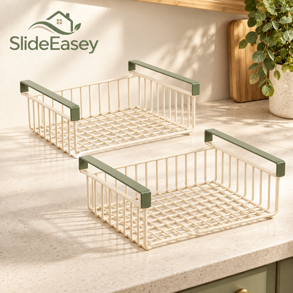 SlideEasey Slide-On Under-Shelf Storage Baskets — Set of 2 — complete product
