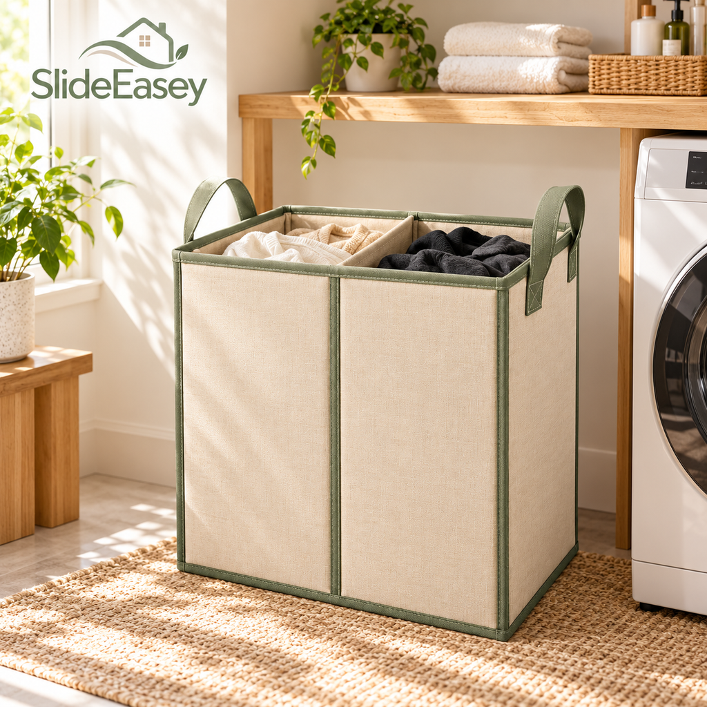 SlideEasey Foldable Two-Section Laundry Hamper — product view 1