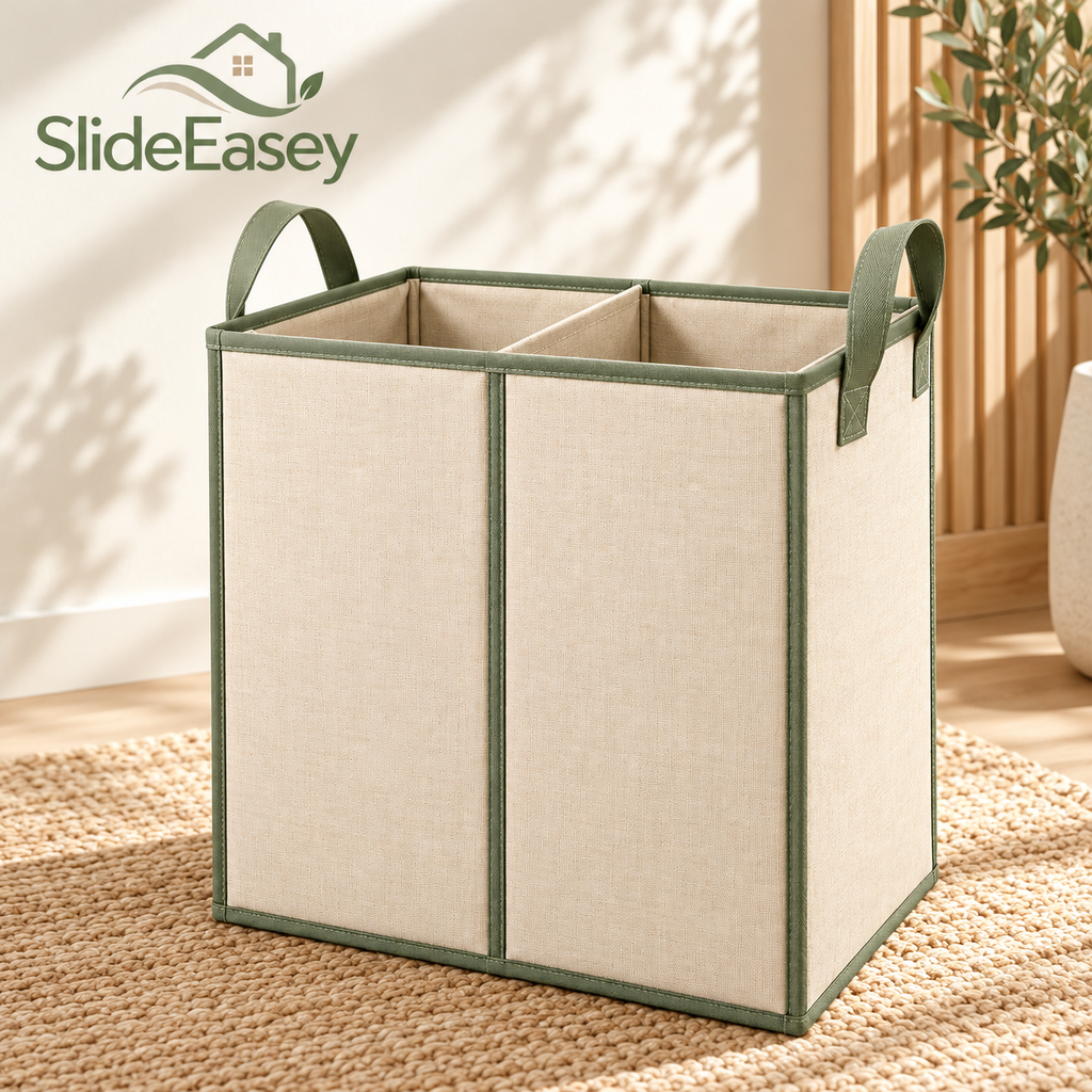 SlideEasey Foldable Two-Section Laundry Hamper — complete product