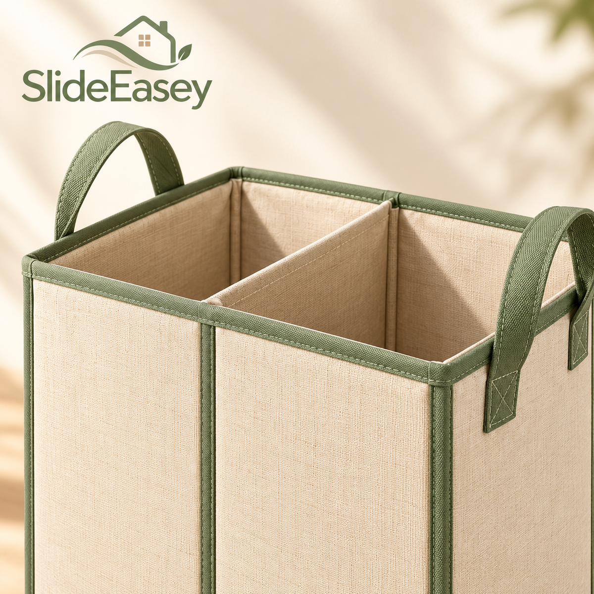 SlideEasey Foldable Two-Section Laundry Hamper — close-up detail