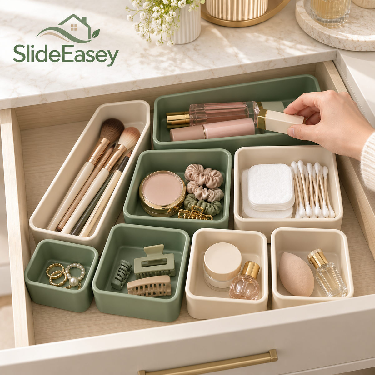 SlideEasey Modular Drawer Organizer Trays — 8-Piece Set — product view 3