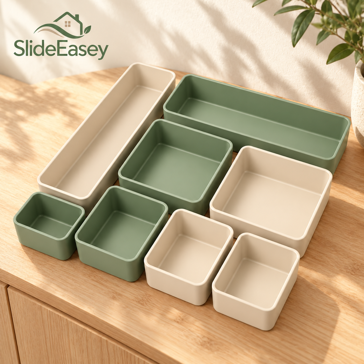 SlideEasey Modular Drawer Organizer Trays — 8-Piece Set — complete product